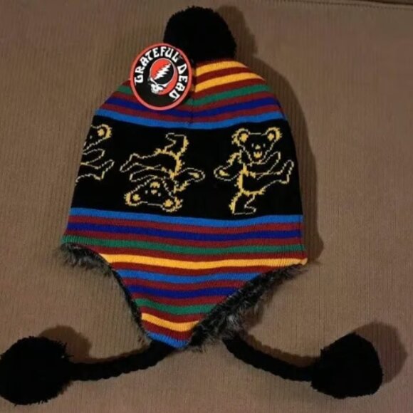 Grateful Dead Dancing Bears Ski Hat ~ Black ~ Officially Licensed ~ Brand New! - Picture 2 of 2
